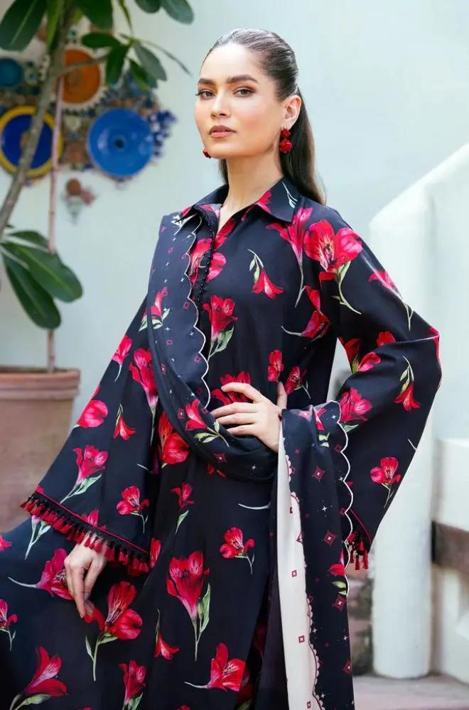 3PC DIGITAL PRINTED KHADDER SUIT - RO - 607 - Rangoli Store
