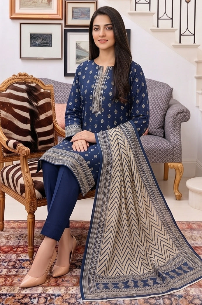 3PC PRINTED LAWN SUIT SR-115