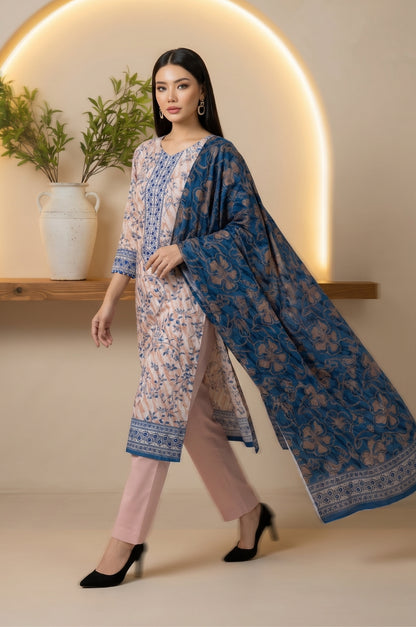 3PC PRINTED LAWN SUIT SR-138