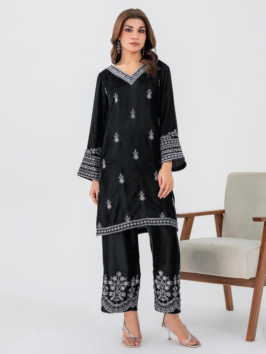 2PC EMBROIDERED MICRO 9000 VELVET DRESS - RO - 572 - Rangoli Store