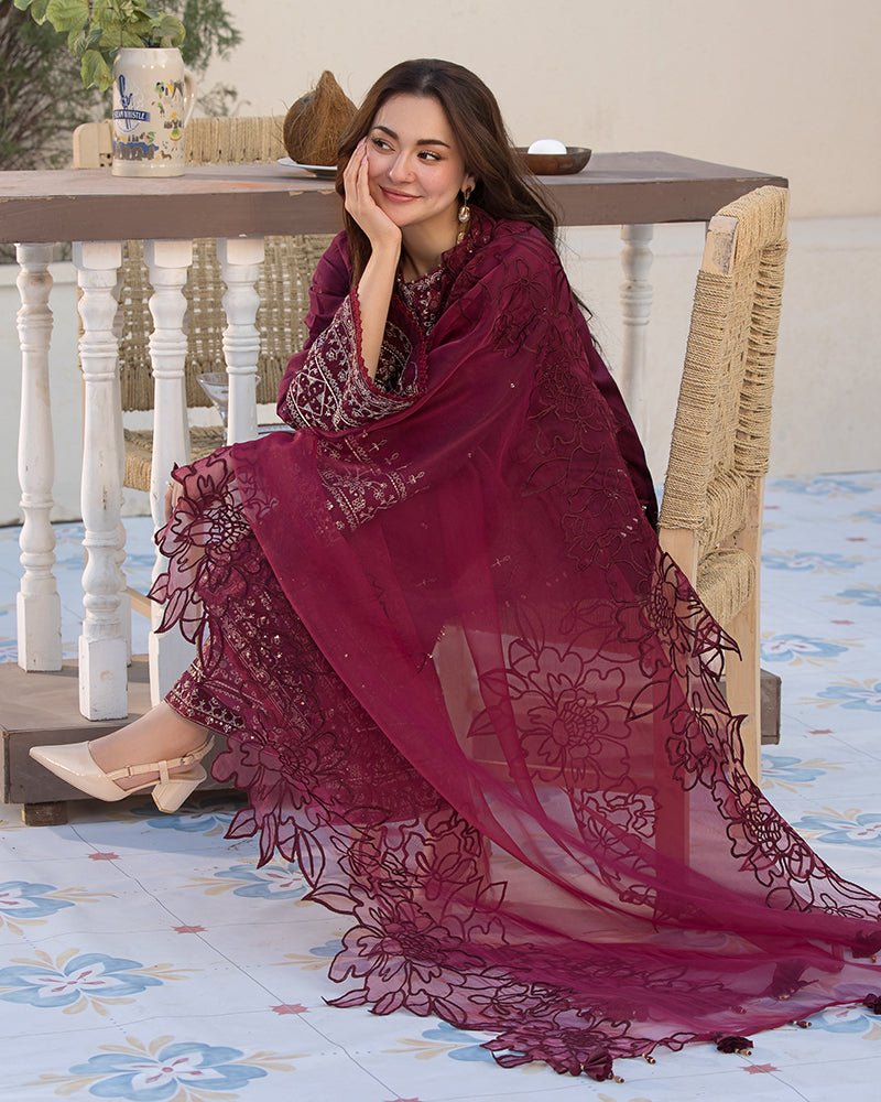 3 - PC SEQUENCE EMBROIDED DHANAK SUIT RO - 496 - Rangoli Store