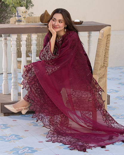 3 - PC SEQUENCE EMBROIDED DHANAK SUIT RO - 496 - Rangoli Store