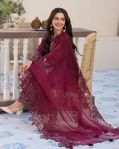 3 - PC SEQUENCE EMBROIDED DHANAK SUIT RO - 496 - Rangoli Store