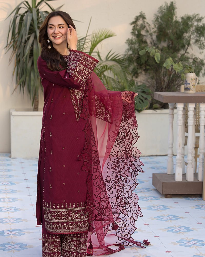 3 - PC SEQUENCE EMBROIDED DHANAK SUIT RO - 496 - Rangoli Store