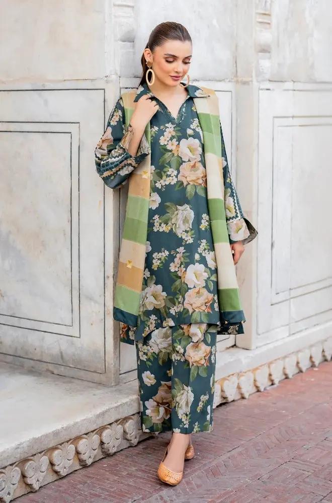 3PC DIGITAL PRINTED KHADDER SUIT - RO - 608 - Rangoli Store