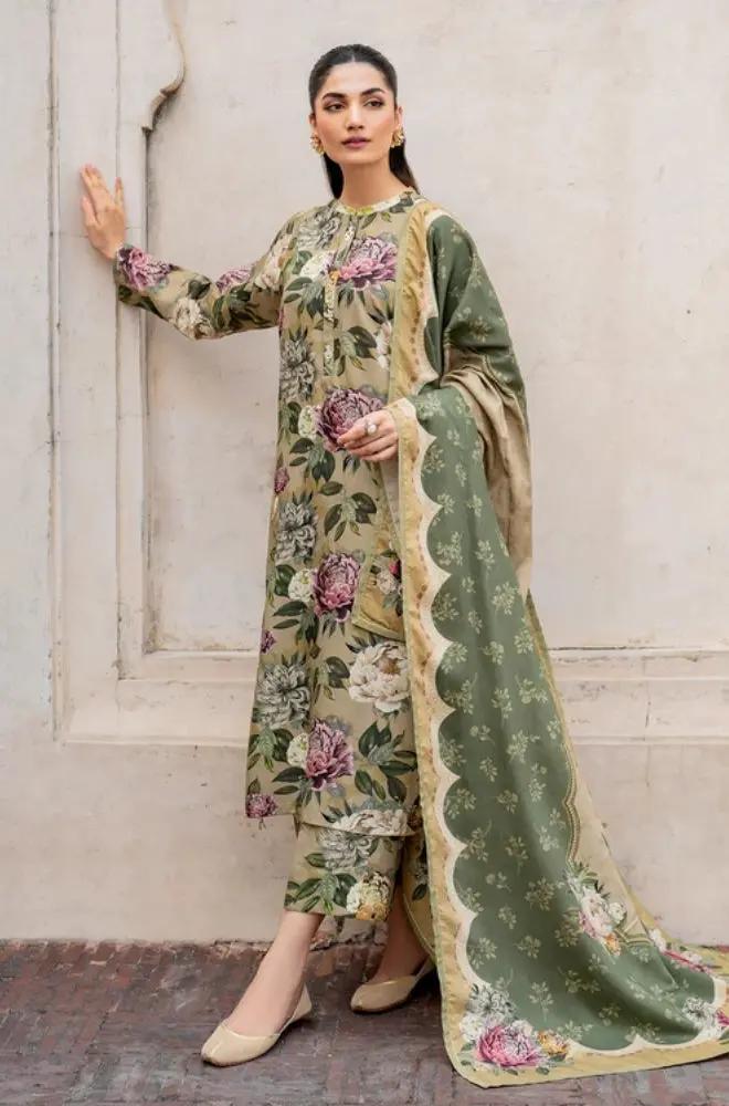 3PC DIGITAL PRINTED KHADDER SUIT - RO - 609 - Rangoli Store