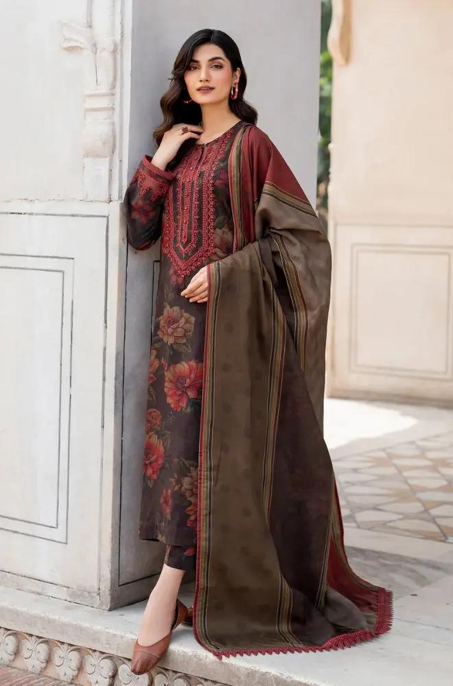 3PC DIGITAL PRINTED KHADDER SUIT WITH PATCHES - RO - 600 - Rangoli Store