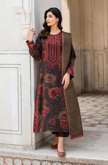 3PC DIGITAL PRINTED KHADDER SUIT WITH PATCHES - RO - 600 - Rangoli Store