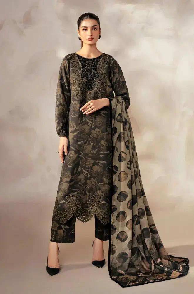 3PC DIGITAL PRINTED KHADDER SUIT WITH PATCHES - RO - 606 - Rangoli Store