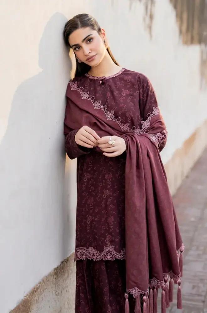 3PC DIGITAL PRINTED KHADDER SUIT WITH PATCHES - RO - 615 - Rangoli Store