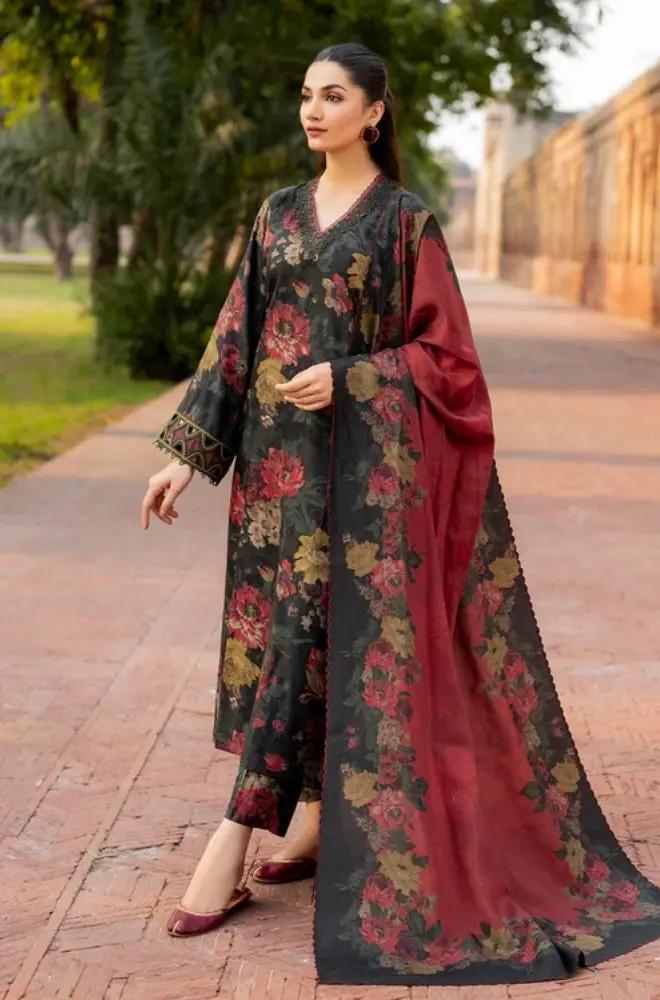 3PC DIGITAL PRINTED KHADDER SUIT WITH PATCHES - RO - 616 - Rangoli Store