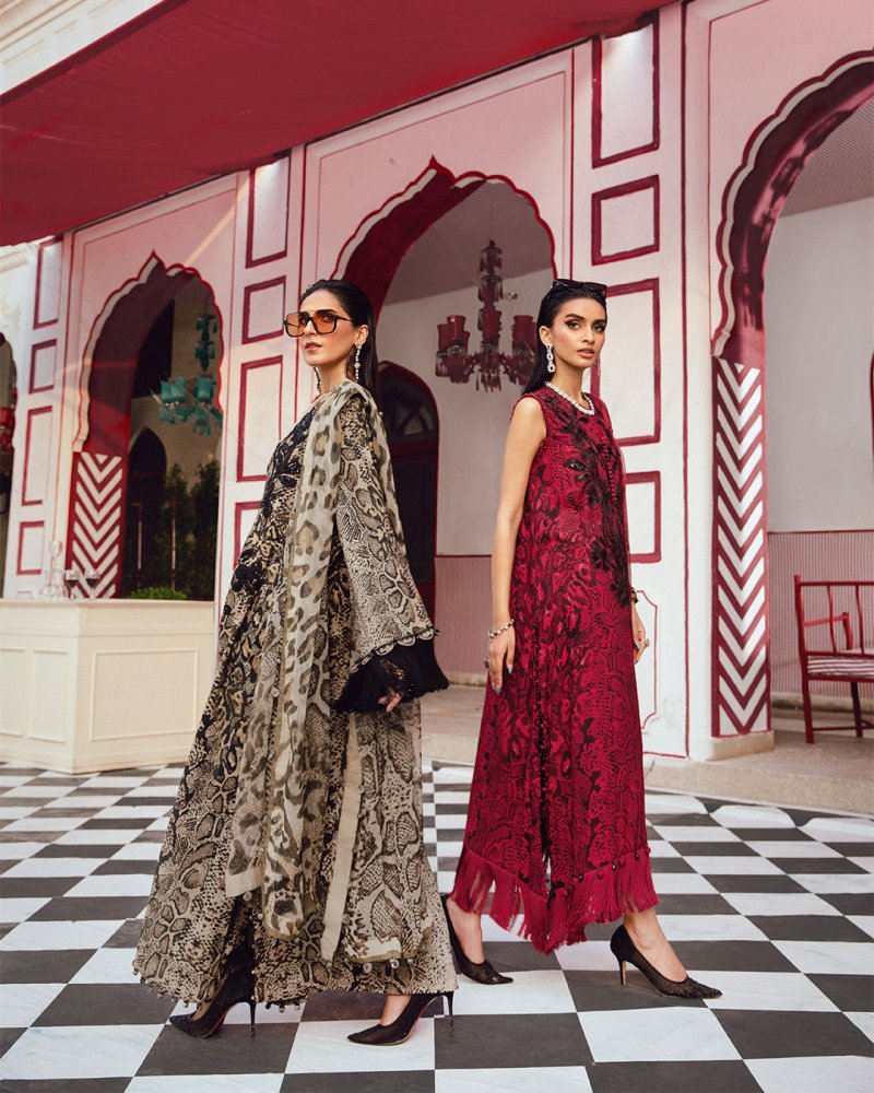 3PC DIGITAL PRINTED SILK SUIT WITH PATCHES - SR - 673 - Rangoli Store
