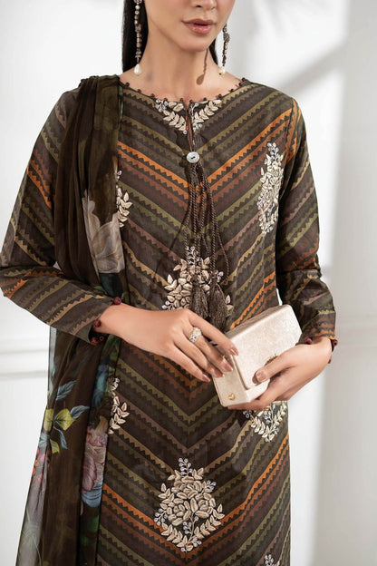 3PC DIGITAL PRINTED SILK SUIT WITH PATCHES - SR - 674 - Rangoli Store