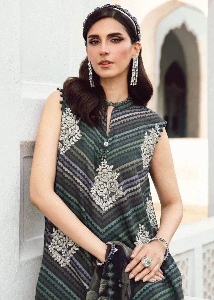 3PC DIGITAL PRINTED SILK SUIT WITH PATCHES - SR - 675 - Rangoli Store