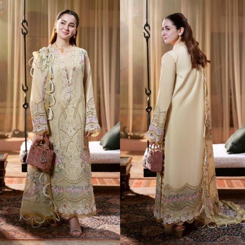 3PC EMBROIDERED DHANAK DRESS RO - 498 - Rangoli Store