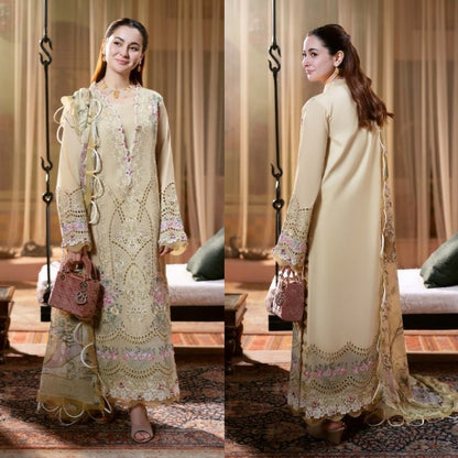 3PC EMBROIDERED DHANAK DRESS RO - 498 - Rangoli Store