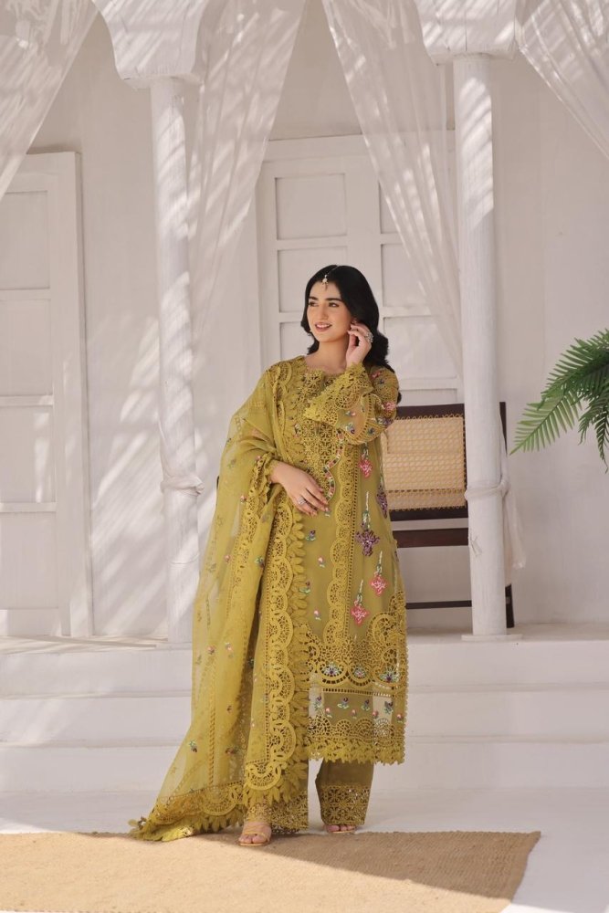 3PC EMBROIDERED DHANAK DRESS RO - 511 - Rangoli Store