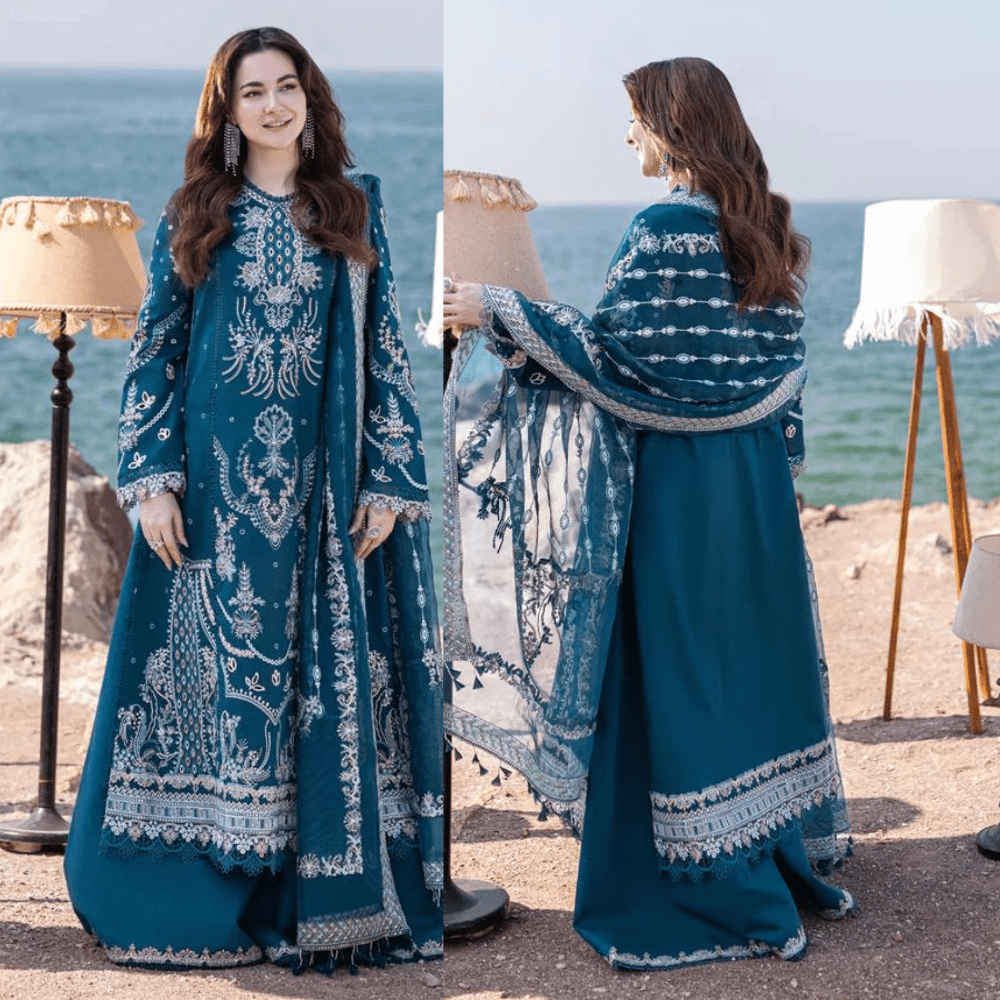3PC EMBROIDERED DHANAK DRESS RO - 521 - Rangoli Store