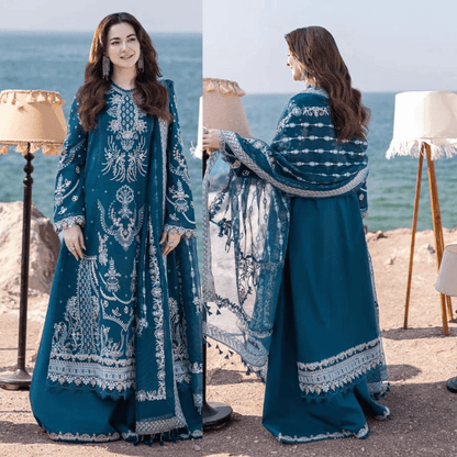 3PC EMBROIDERED DHANAK DRESS RO - 521 - Rangoli Store
