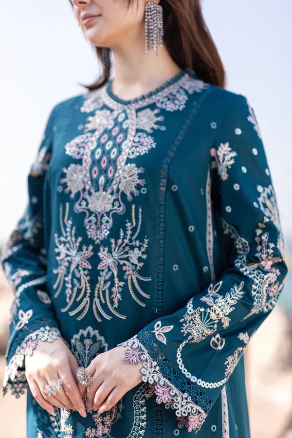 3PC EMBROIDERED DHANAK DRESS RO - 521 - Rangoli Store