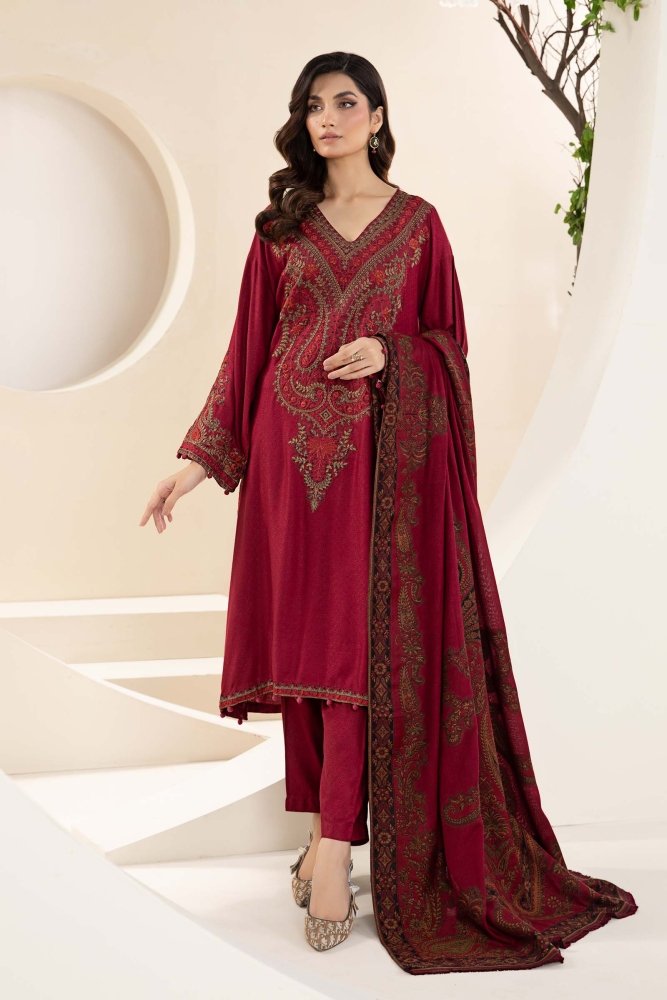 3PC EMBROIDERED DHANAK DRESS RO - 547 - Rangoli Store