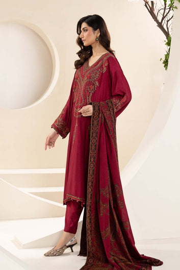 3PC EMBROIDERED DHANAK DRESS RO - 547 - Rangoli Store