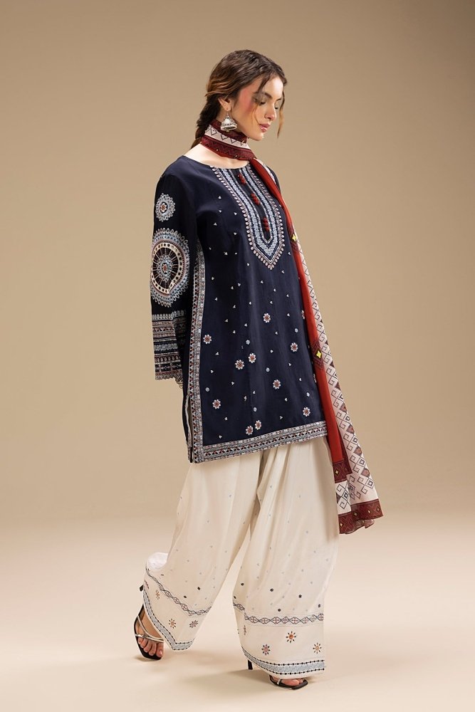 3PC EMBROIDERED DHANAK DRESS RO - 568 - Rangoli Store