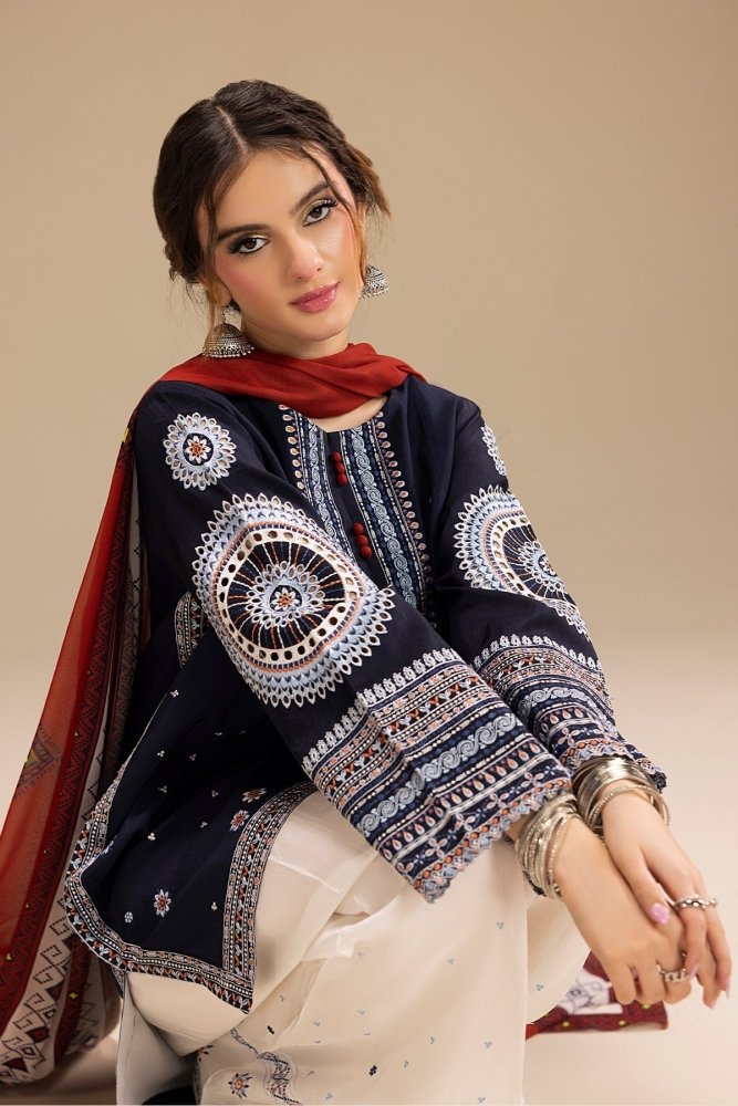 3PC EMBROIDERED DHANAK DRESS RO - 568 - Rangoli Store