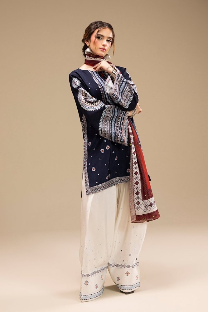 3PC EMBROIDERED DHANAK DRESS RO - 568 - Rangoli Store