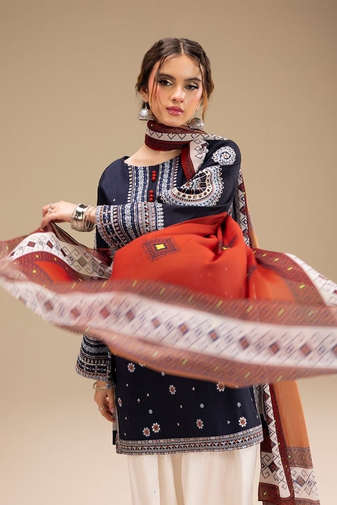 3PC EMBROIDERED DHANAK DRESS RO - 568 - Rangoli Store