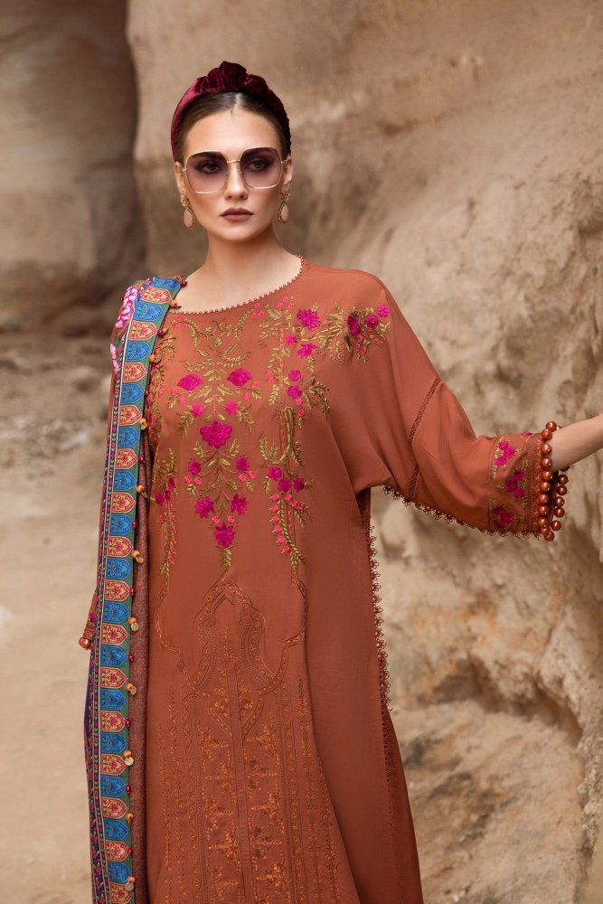 3PC EMBROIDERED DHANAK DRESS RO - 576 - Rangoli Store
