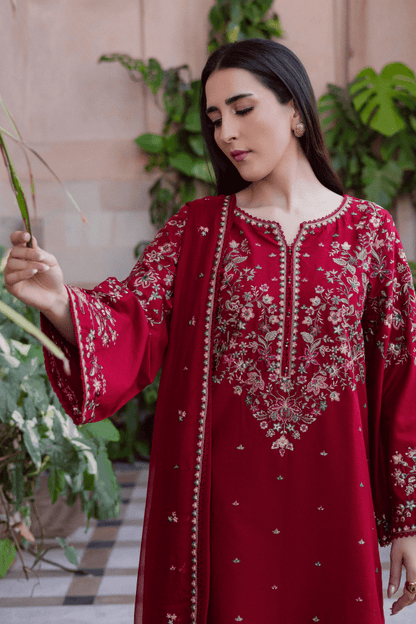 3PC EMBROIDERED DHANAK DRESS RO - 620 - Rangoli Store