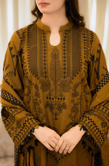 3PC EMBROIDERED DHANAK SUIT - RO - 200 - Rangoli Store