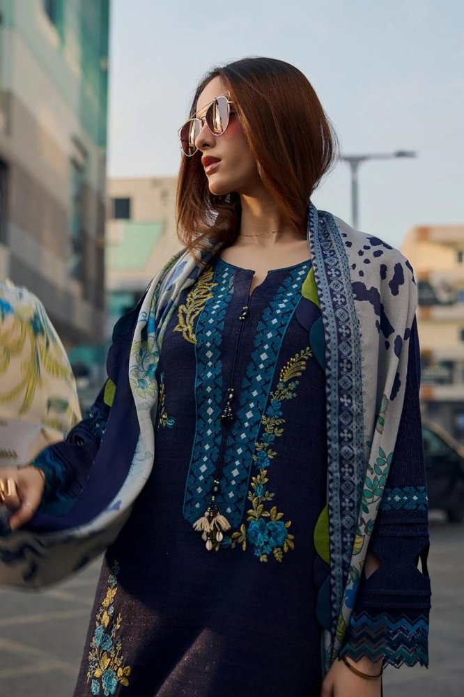 3PC EMBROIDERED DHANAK SUIT - RO - 596 - Rangoli Store