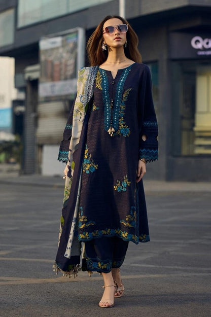 3PC EMBROIDERED DHANAK SUIT - RO - 596 - Rangoli Store