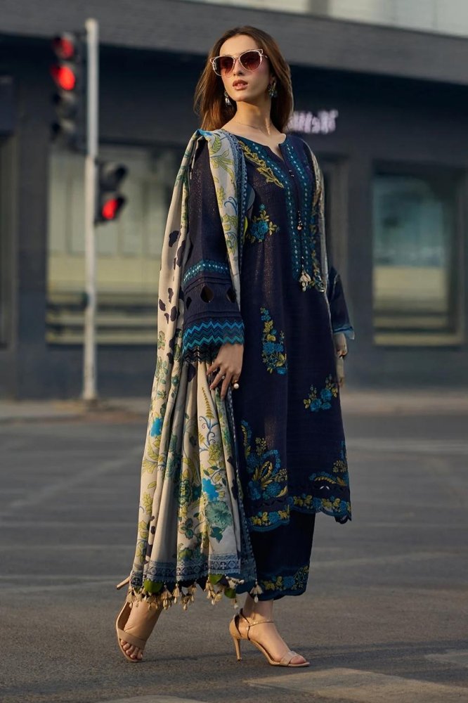 3PC EMBROIDERED DHANAK SUIT - RO - 596 - Rangoli Store