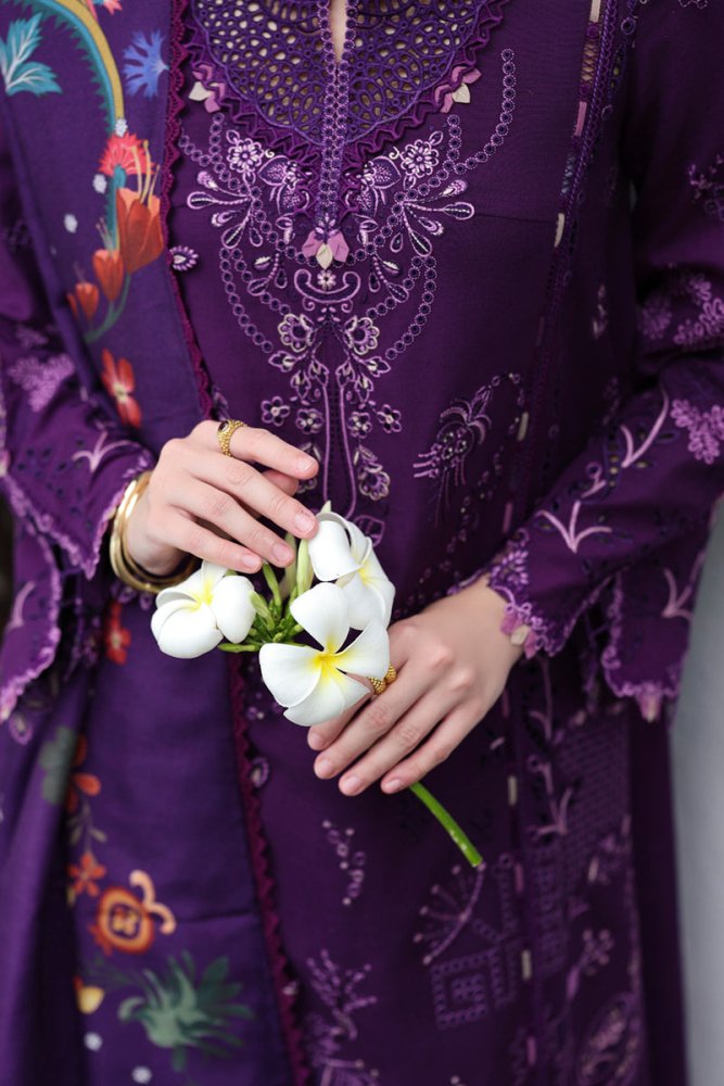 3PC EMBROIDERED DHANAK SUIT - RO - 624 - Rangoli Store