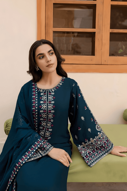 3PC EMBROIDERED LAWN DRESS SR - 550 - Rangoli Store