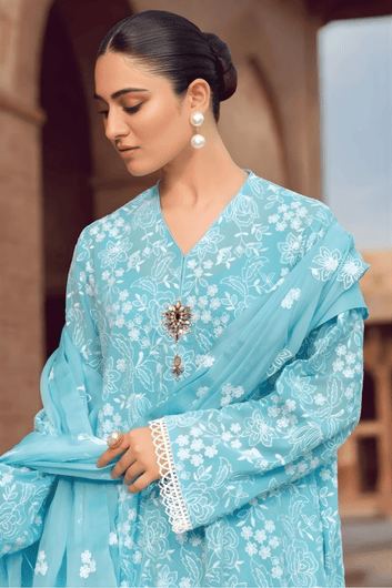 3PC EMBROIDERED LAWN SUIT - SR - 453 - Rangoli Store