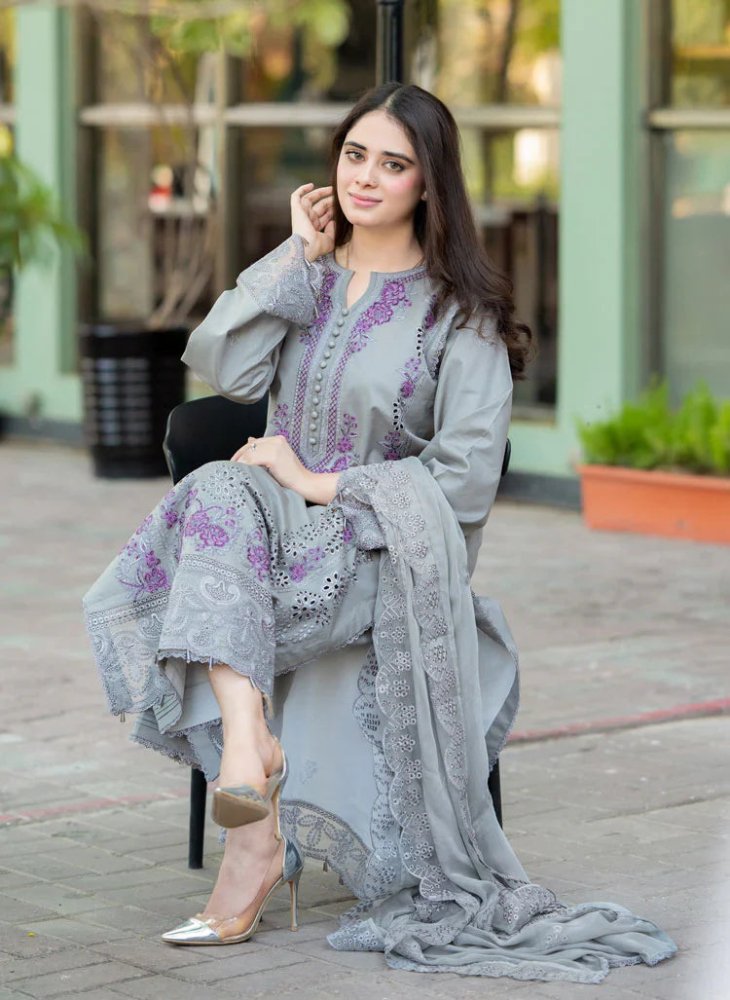 3PC EMBROIDERED LAWN SUIT - SR - 515 - Rangoli Store