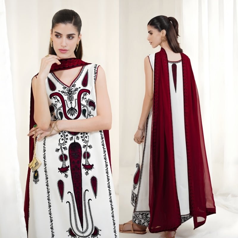 3PC EMBROIDERED LAWN SUIT - SR - 703 - Rangoli Store