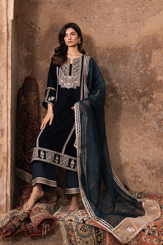 3PC EMBROIDERED MICRO 9000 VELVET DRESS - RO - 530 - Rangoli Store