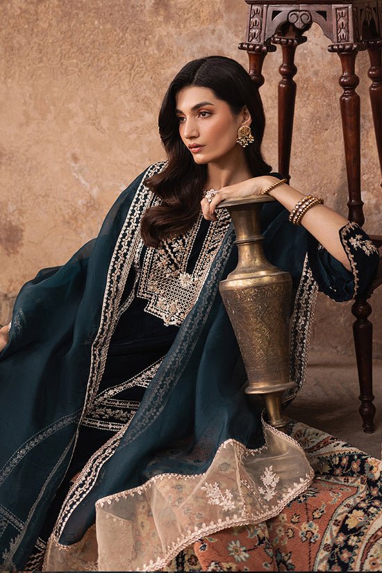 3PC EMBROIDERED MICRO 9000 VELVET DRESS - RO - 530 - Rangoli Store