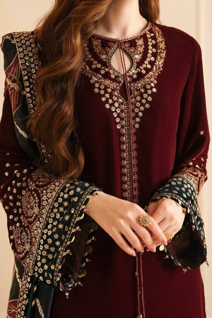 3PC EMBROIDERED MICRO 9000 VELVET DRESS - RO - 533 - Rangoli Store