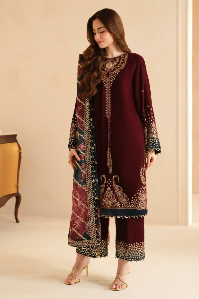 3PC EMBROIDERED MICRO 9000 VELVET DRESS - RO - 533 - Rangoli Store