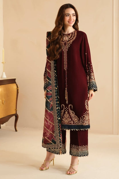 3PC EMBROIDERED MICRO 9000 VELVET DRESS - RO - 533 - Rangoli Store
