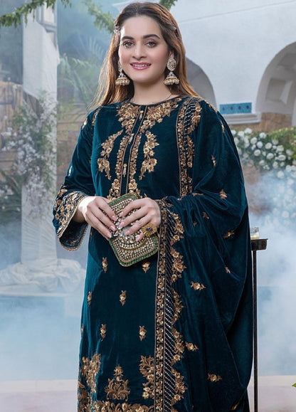 3PC EMBROIDERED MICRO 9000 VELVET DRESS - RO - 537 - Rangoli Store
