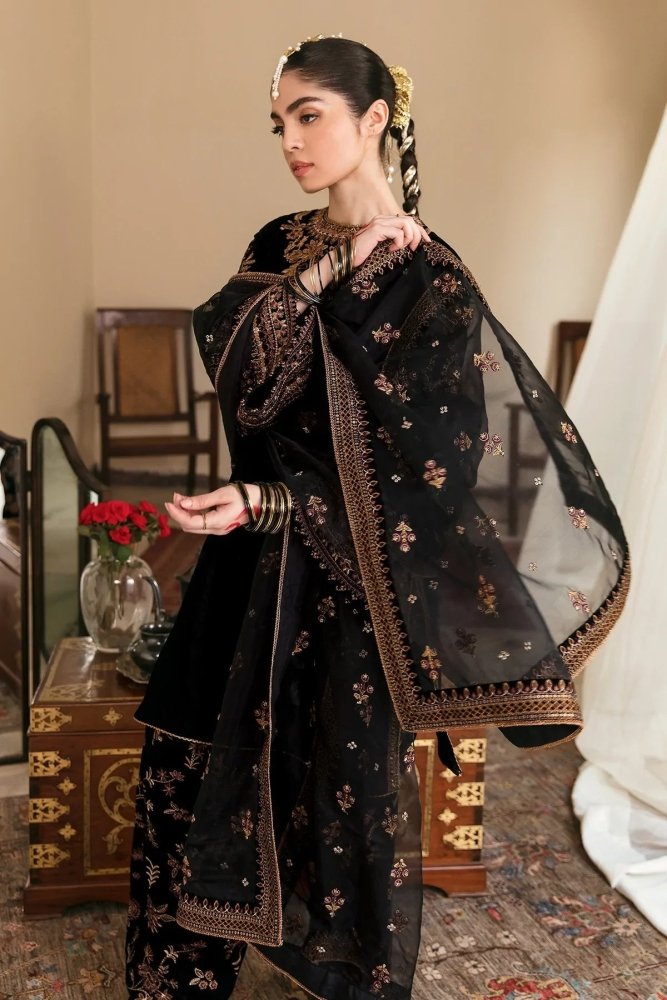 3PC EMBROIDERED MICRO 9000 VELVET DRESS - RO - 538 - Rangoli Store
