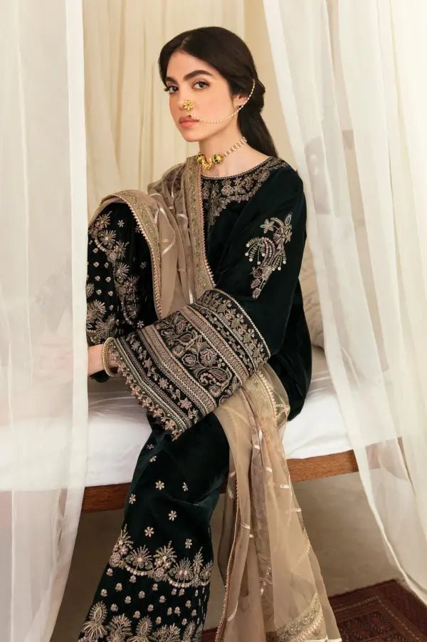 3PC EMBROIDERED MICRO 9000 VELVET DRESS - RO - 539 - Rangoli Store