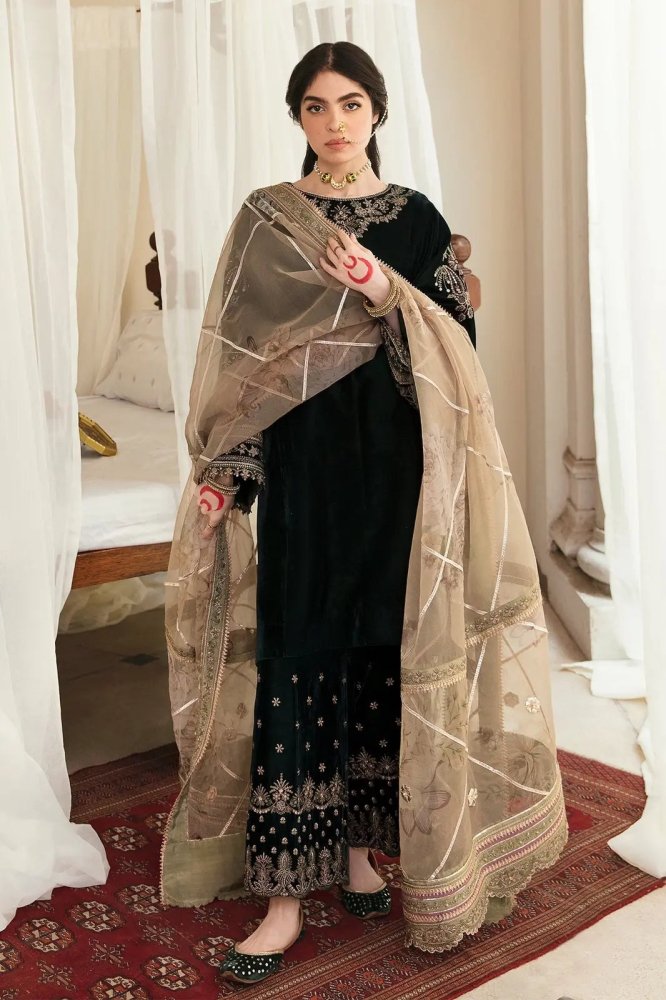 3PC EMBROIDERED MICRO 9000 VELVET DRESS - RO - 539 - Rangoli Store